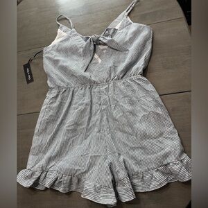 Neutral Ruffle Hem Romper NWT